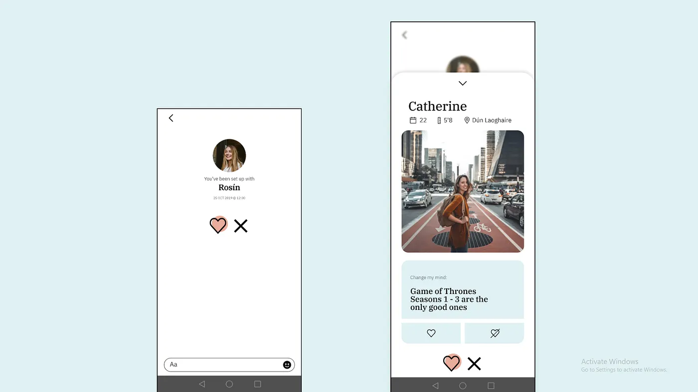 Profile & Message Screens