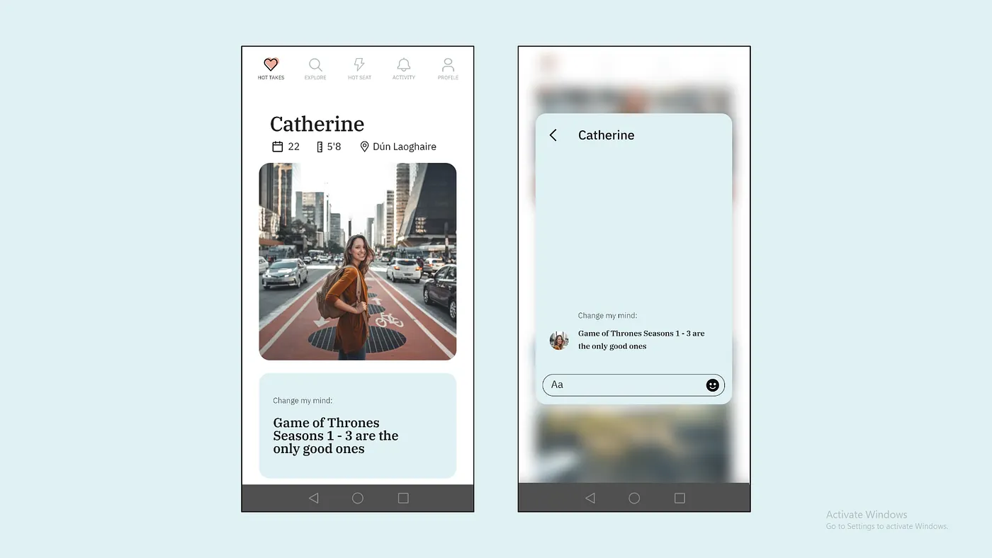 Profile & Message Screens (w/ Prompts)