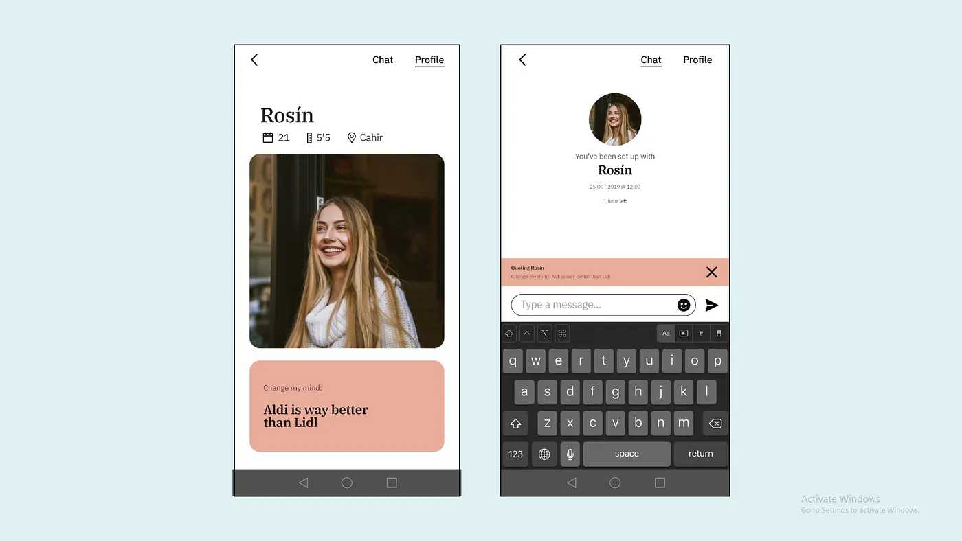 Matched Profile & Message Screens (w/ Prompts)